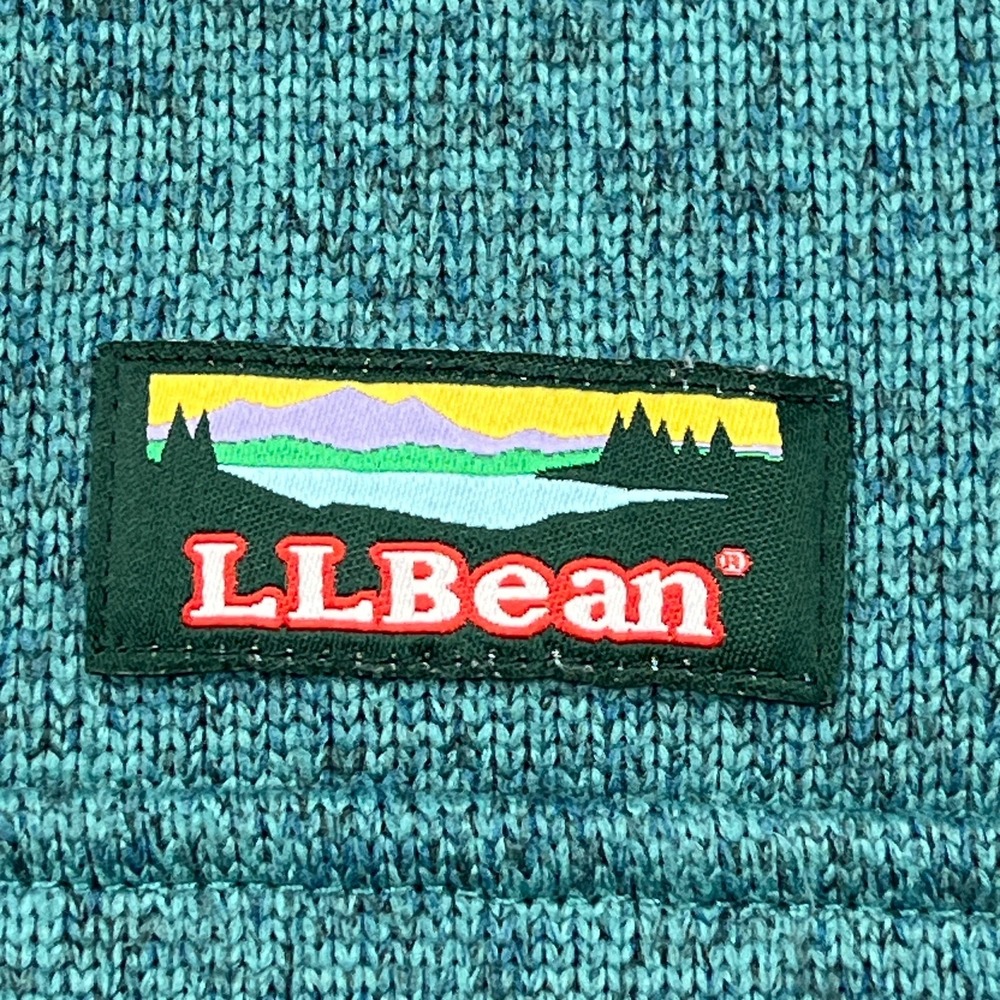 L.L.Bean Sweater Fleece Pullover Women's Large Teal 1/4 Snap Knit Logo Pullover‎ - Picture 2 of 9